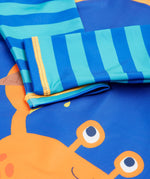 Frugi blue and orange little sun safe suit  crab cuff detail