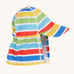 Frugi sun safe swimwear hat in a mulicoloured stripes design. Features a neck protector and brim.