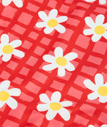 Frugi kids coral swim suit in check and daisy chain print detail