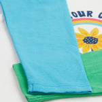Frugi raglan long sleeve top grow your own way cuff detail