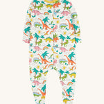Frugi white baby grow dino land design