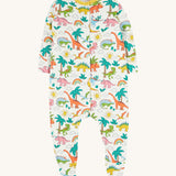 Frugi white baby grow dino land design