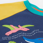 Frugi yellow and navy short sleeve top print detail