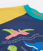 Frugi yellow and navy short sleeve top print detail