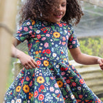 Frugi navy skater dress potager garden design 