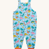 Frugi blue parsnip dungarees dinoland design 