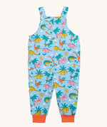 Frugi blue parsnip dungarees dinoland design 
