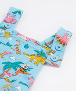 Frugi blue parsnip dungarees dinoland straps detail
