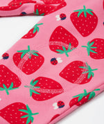 Frugi pink snuggle crawlers strawberry pals knee patch detail