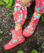 Frugi kids pink wellington strawberries design