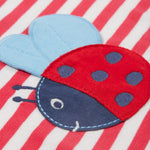 Frugi pink stripe short sleeve top ladybird detail