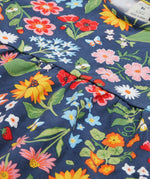 Frugi navy dress potager garden design print detail