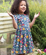 Frugi navy skater dress potager garden design 