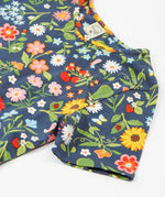 Frugi navy skater dress potager garden arm and neck detail