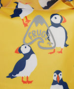 Frugi yellow dry bag puffin design print detail