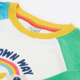 Frugi raglan long sleeve top grow your own way neck detail