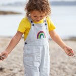 Frugi blue stripe dungarees rainbow design 