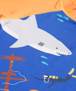 Frugi orange and blue rash vest deep sea diver print detail