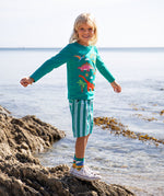 Frugi shorts in green stripes 
