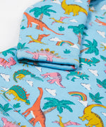 Frugi blue snuggle fleece dinoland cuff detail