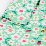 Frugi green snuggle fleece busy bugs cuff detail