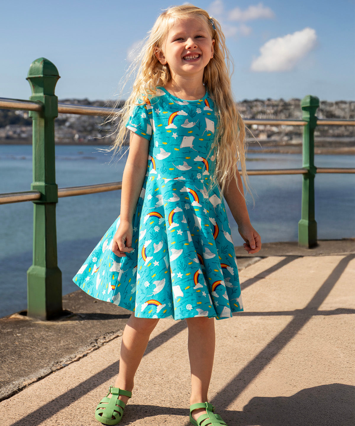 Frugi Spring Skater Dress Rays | Organic Cotton Kids Dress 5-6 Years Frugi Spring Skater Dress Rays | Organic Cotton Kids Dress 5-6 Years