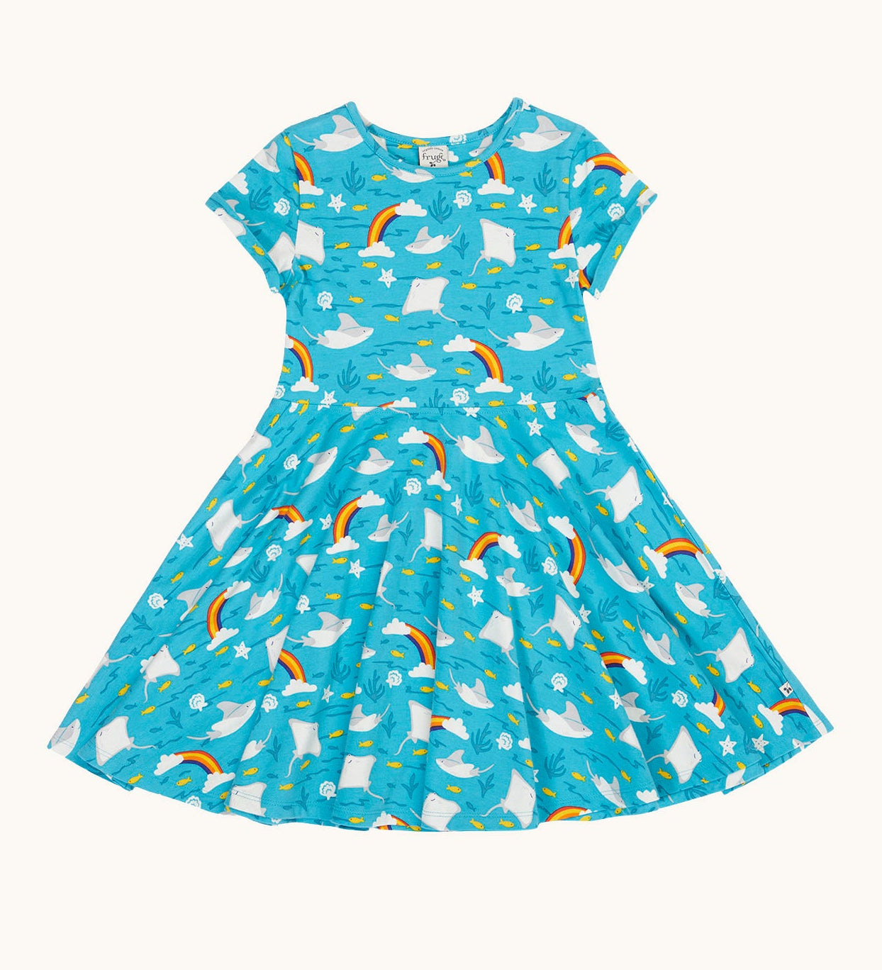 Frugi Spring Skater Dress Rays | Organic Cotton Kids Dress 5-6 Years Frugi Spring Skater Dress Rays | Organic Cotton Kids Dress 5-6 Years