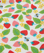 Frugi white pyjama set strawberry field bottom print detail