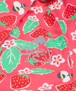 Frugi pink all in one suit strawberry print detail