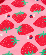 Frugi pink sweater strawberry pals print detail