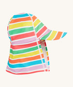 Frugi little swim hat stripes design on a cream background.