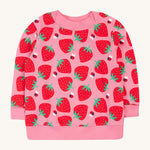 Frugi pink sweater strawberry pals design