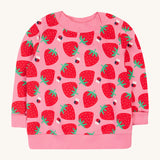 Frugi pink sweater strawberry pals design