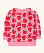 Frugi pink sweater strawberry pals design