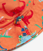 Frugi orange swim hat dino roar design toggle detail