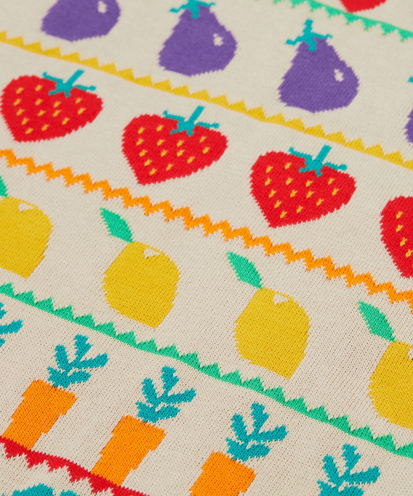 Frugi knitted tank top veg pals design print design