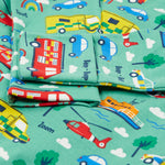 Frugi green dressing babygrow to the rescue cuff detail