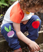 Frugi navy crawler joggers veg design 