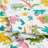 Frugi white baby grow dino land cuff detail