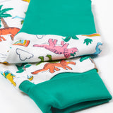 Frugi white pyjama set dinoland cuff detail