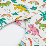 Frugi white baby grow dino land leg detail