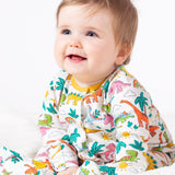 Frugi white baby grow dino land design