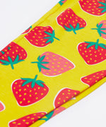 Frugi yellow leggings strawberry patch print detail