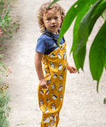 Frugi yellow puddle buster trousers puffin design