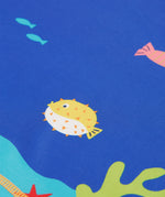 Frugi orange and blue rash vest deep sea diver print detail