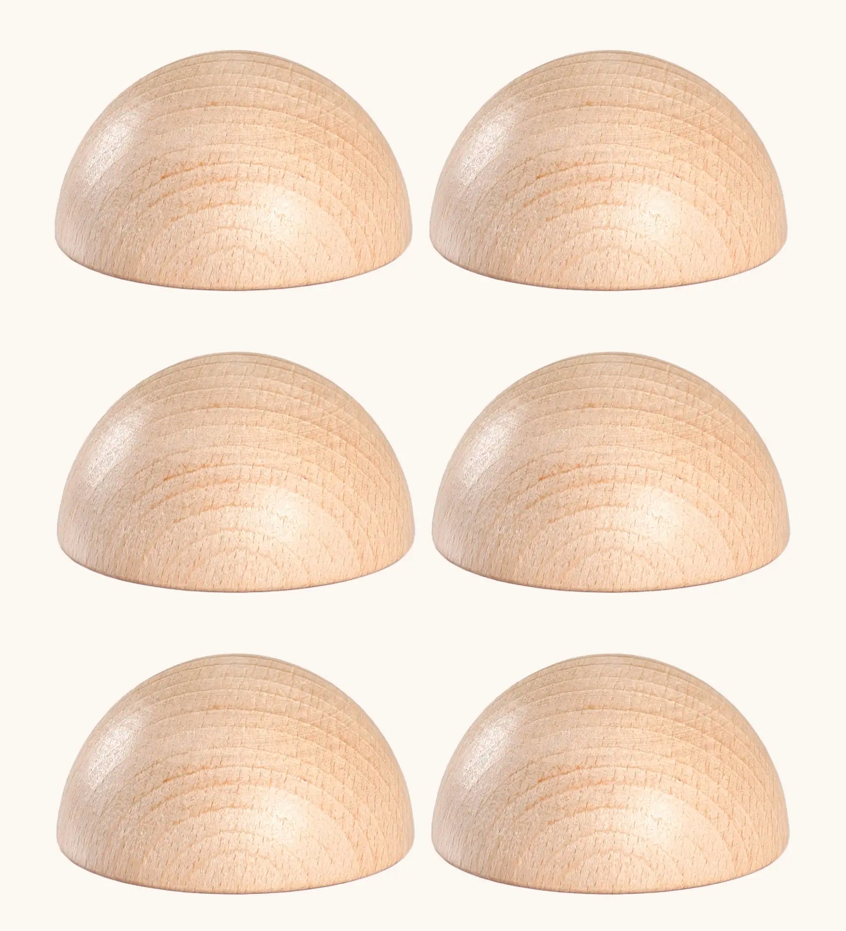  Set of 6 Grapat handcrafted wooden unpainted semi spheres perfect for open ended play