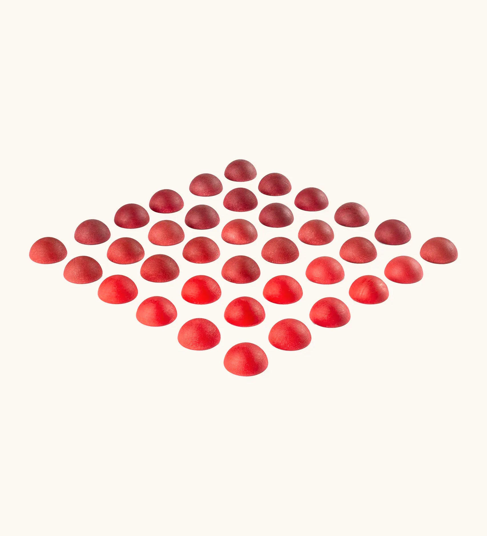 Grapat hand crafted wooden mandala half spheres set hand painted in shades of red