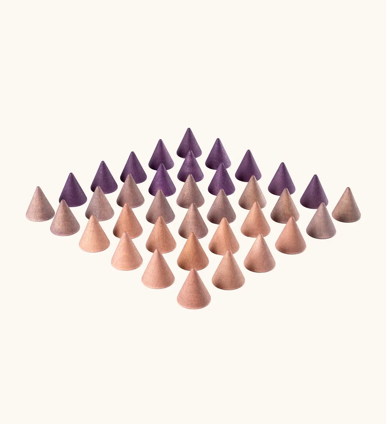 Grapat hand crafted wooden mandala cone set hand painted in shades of purple