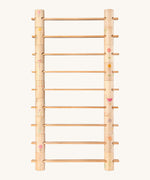 Grapat wooden woodland set - Features a combination of handcrafted and painted wooden tubes and planks.  Showing painted flowers, ladders and window detailing. Ideal for small world building and stacking games. 