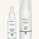 The Green People Hyaluronic Booster Serum, and the Truffle Night Cream from the Green People Nordic Nightcap Skincare Gift Set